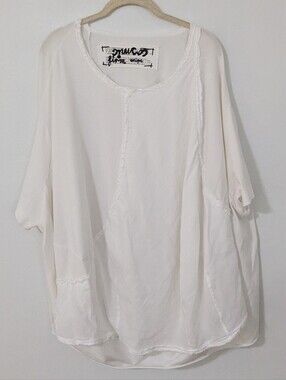 Studio Rundholz Lagenlook Oversized Exposed Seam Shirt Dolman White Large L